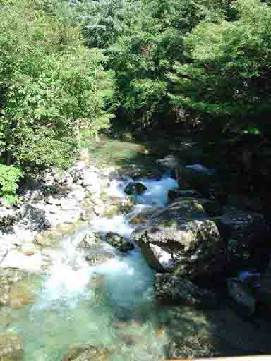 上鹿川キャンプ場・橋からの流れ